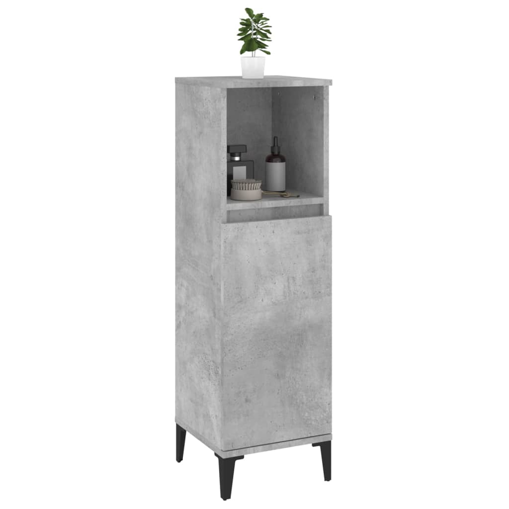 Bathroom Cabinet Concrete 30X30X100 Cm Engineered Wood