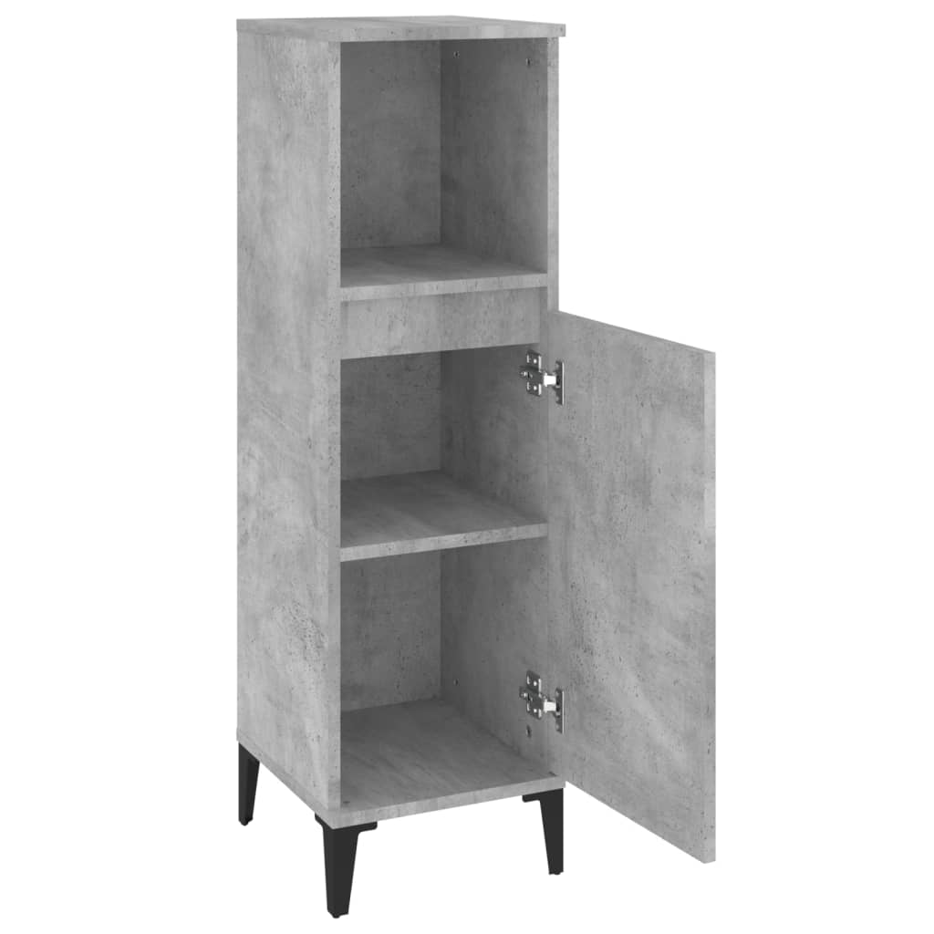 Bathroom Cabinet Concrete 30X30X100 Cm Engineered Wood