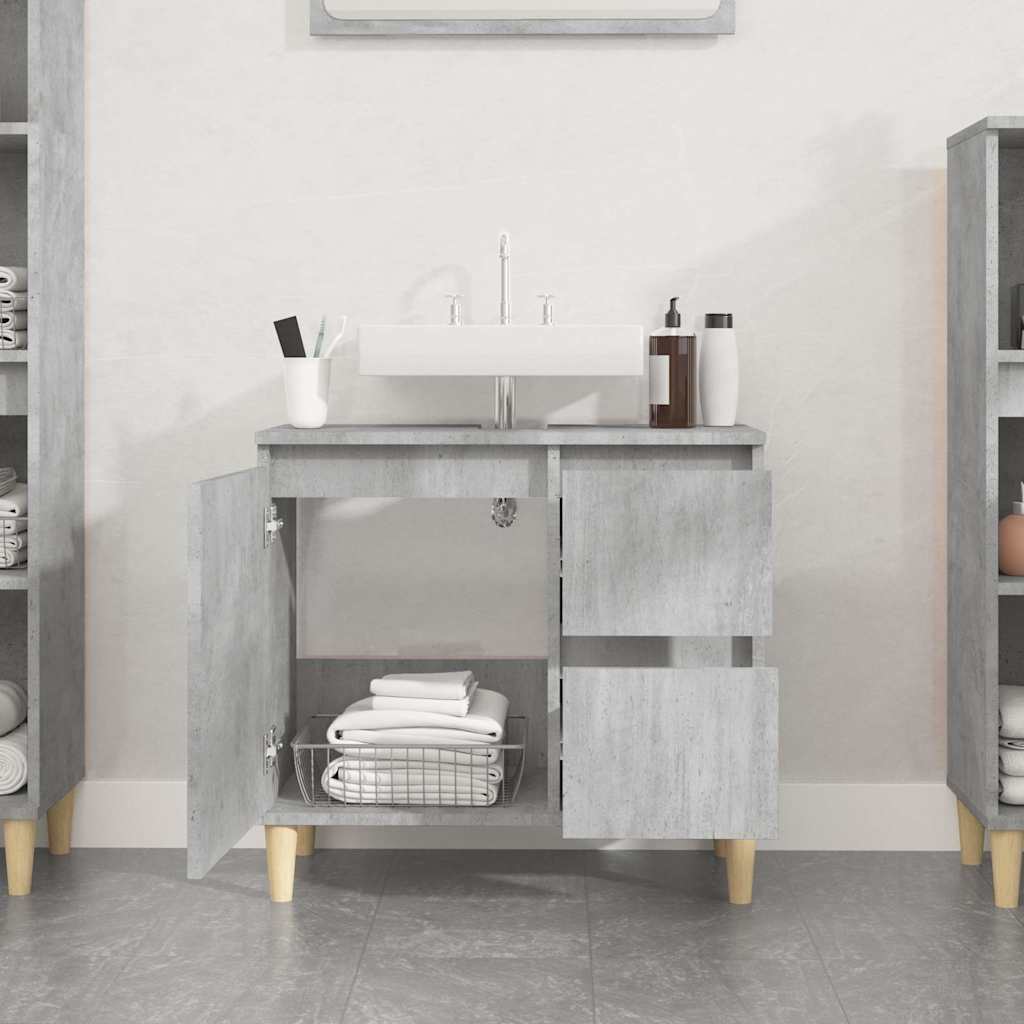 Bathroom Cabinet Concrete 65X33X60 Cm Engineered Wood
