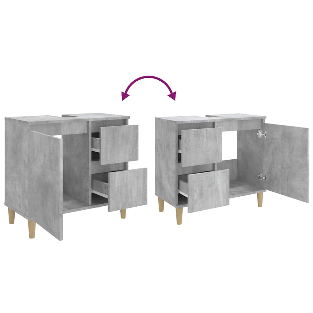 Bathroom Cabinet Concrete 65X33X60 Cm Engineered Wood