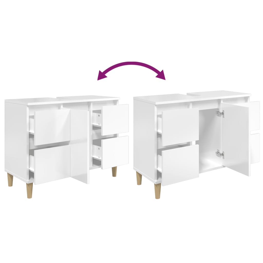 Sink Cabinet 80X33X60 Cm Engineered Wood