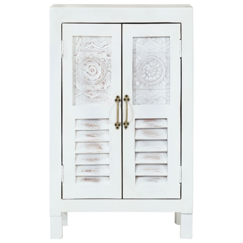 Sideboard White 55X30X90 Cm Solid Wood Acacia
