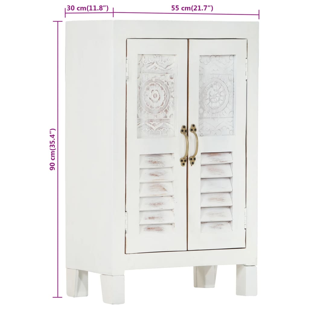 Sideboard White 55X30X90 Cm Solid Wood Acacia