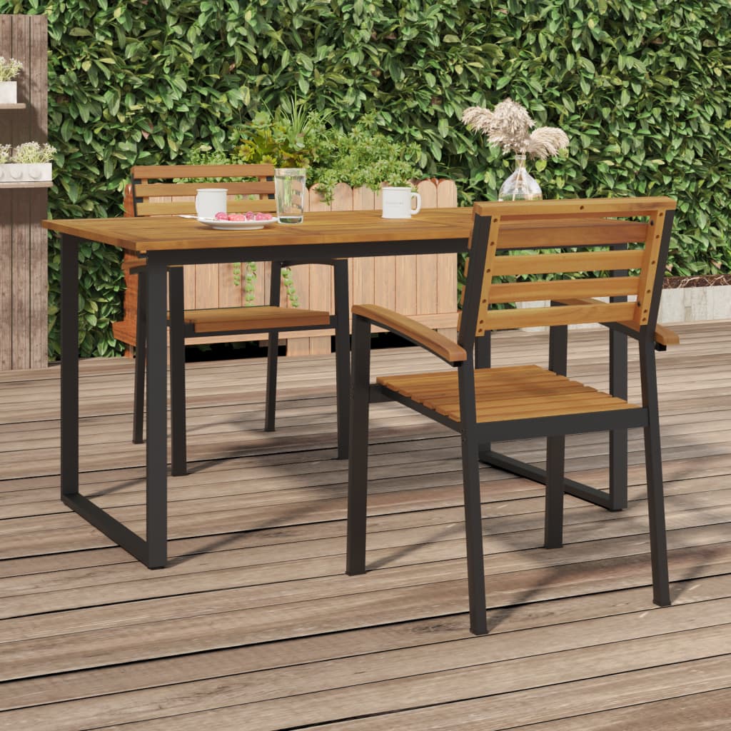Stackable Garden Chairs 4 Pcs Solid Wood Acacia And Metal