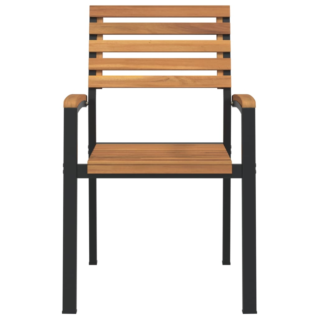 Stackable Garden Chairs 4 Pcs Solid Wood Acacia And Metal