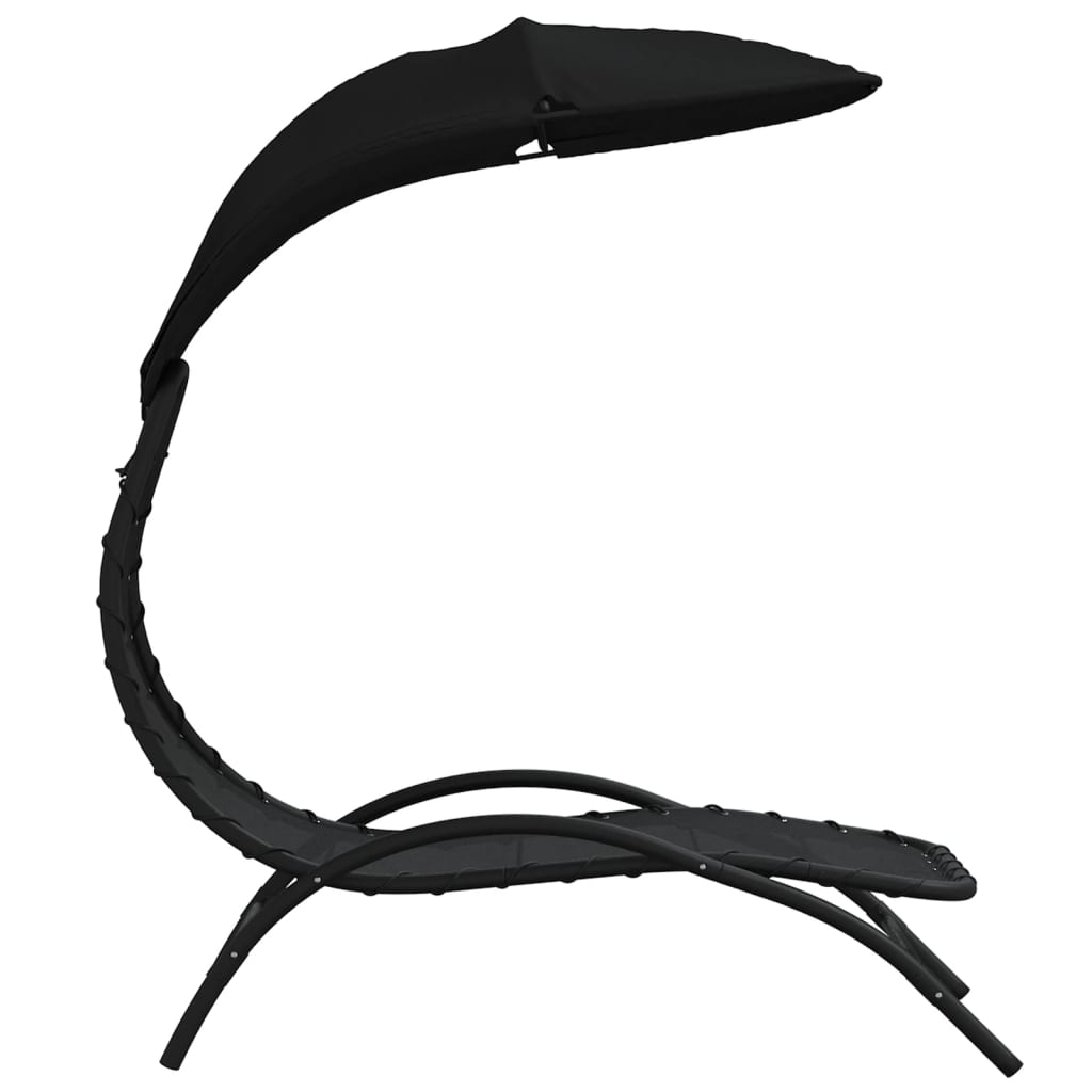 Sun Lounger With Canopy 167X80X195 Cm Fabric And Steel