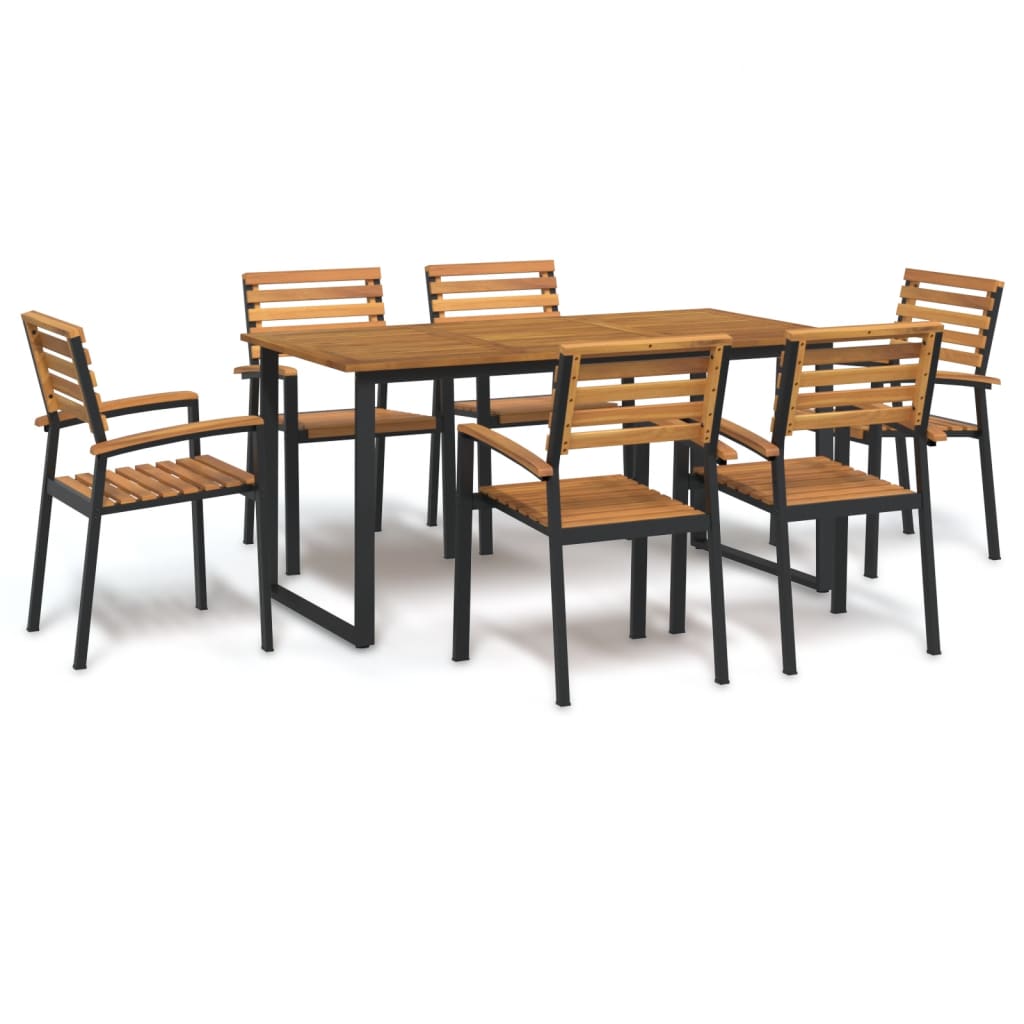 5 Piece Garden Dining Set Solid Wood Acacia And Metal
