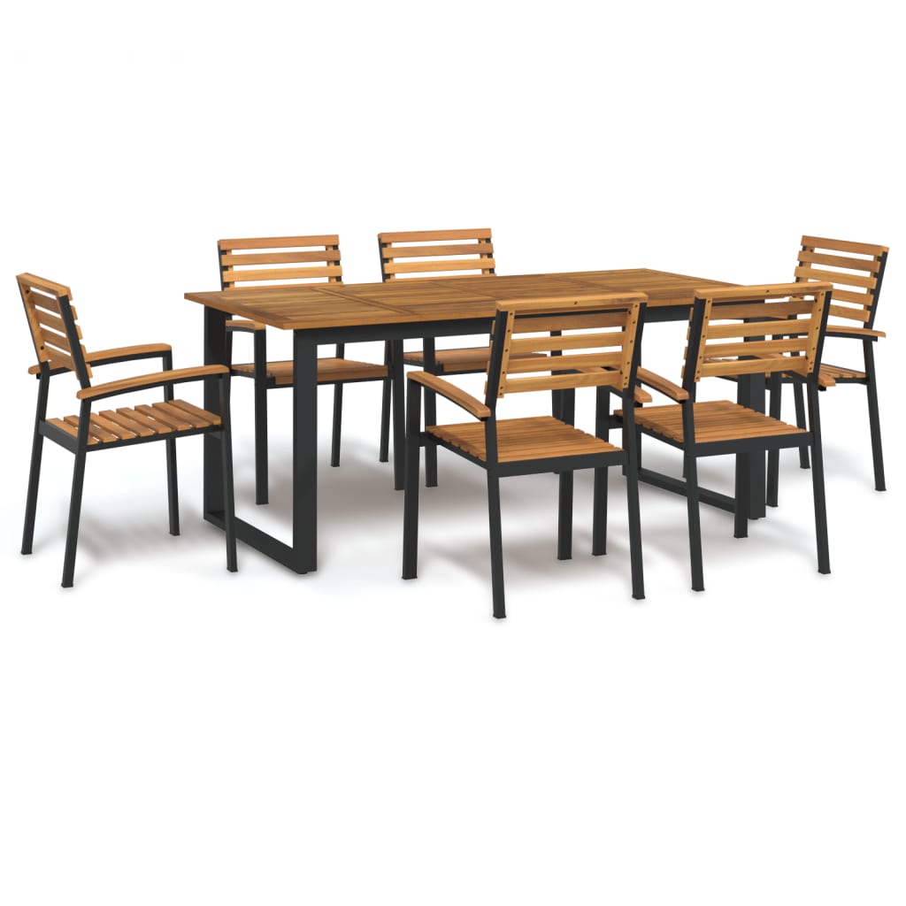 5 Piece Garden Dining Set Solid Wood Acacia And Metal