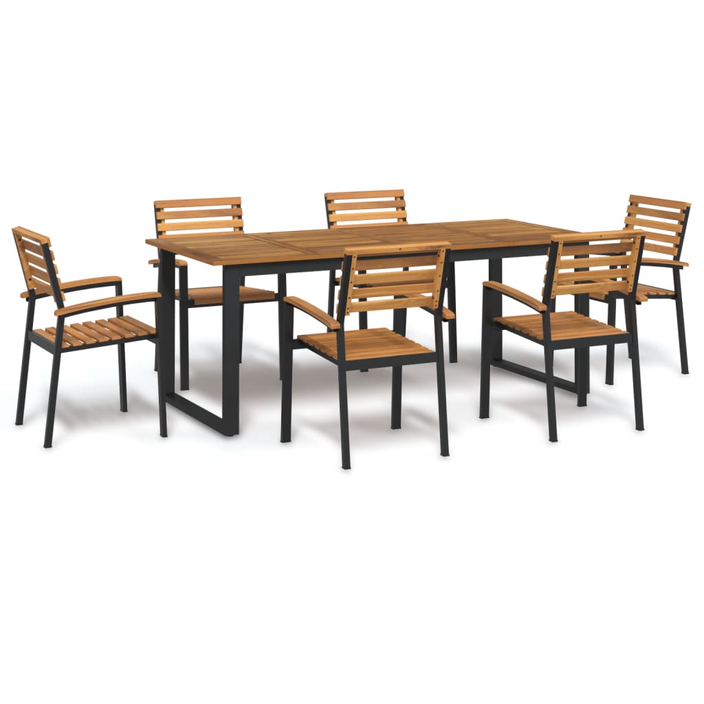 5 Piece Garden Dining Set Solid Wood Acacia And Metal