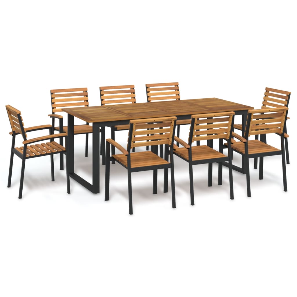 5 Piece Garden Dining Set Solid Wood Acacia And Metal