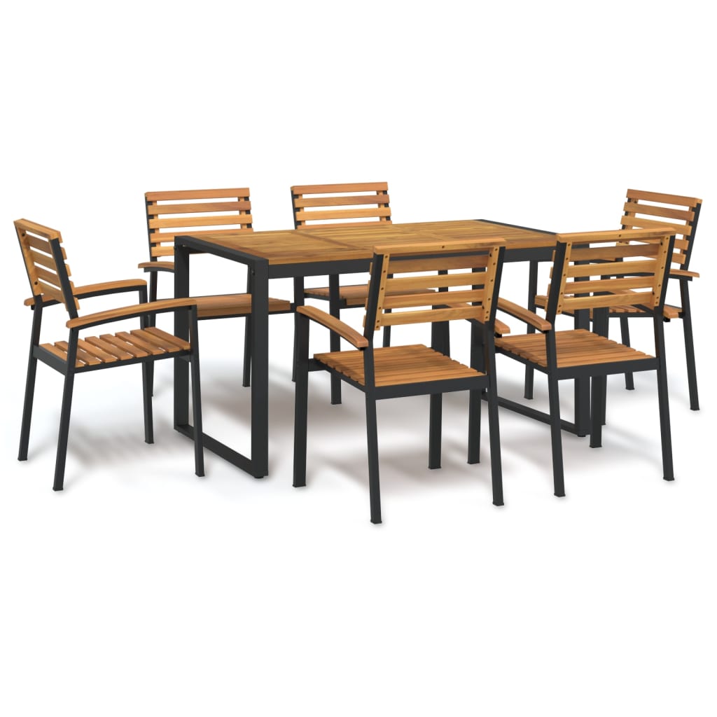 5 Piece Garden Dining Set Solid Wood Acacia And Metal