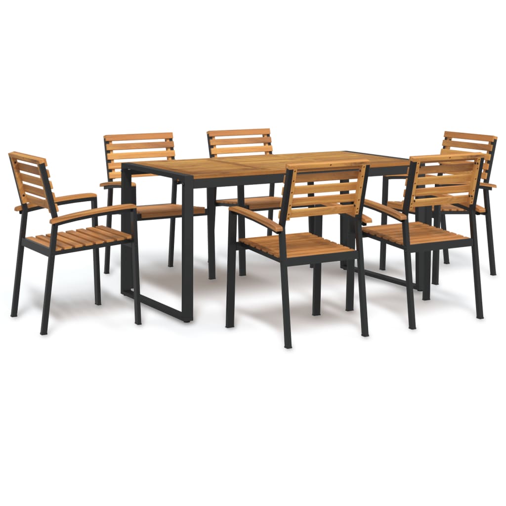 5 Piece Garden Dining Set Solid Wood Acacia And Metal