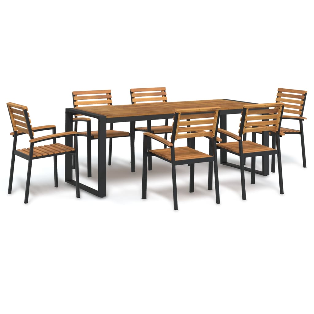5 Piece Garden Dining Set Solid Wood Acacia And Metal