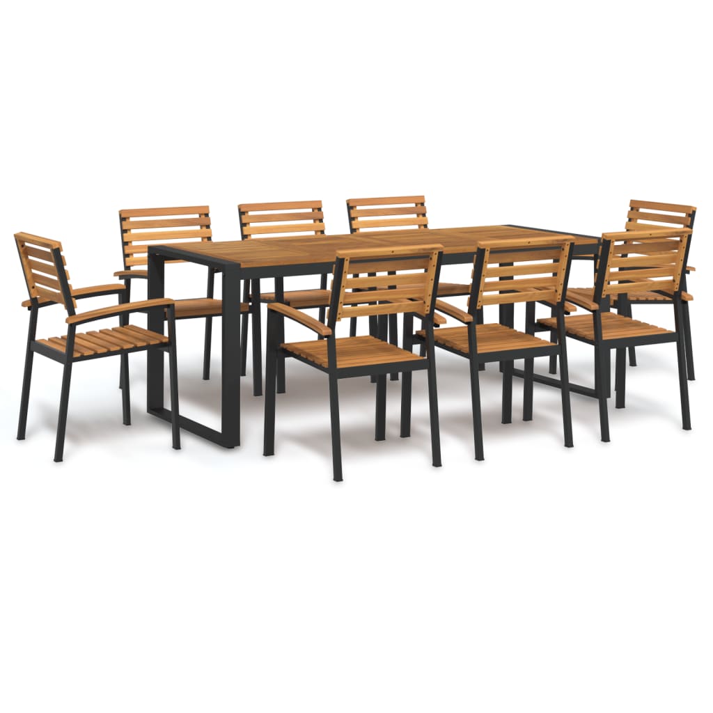 5 Piece Garden Dining Set Solid Wood Acacia And Metal