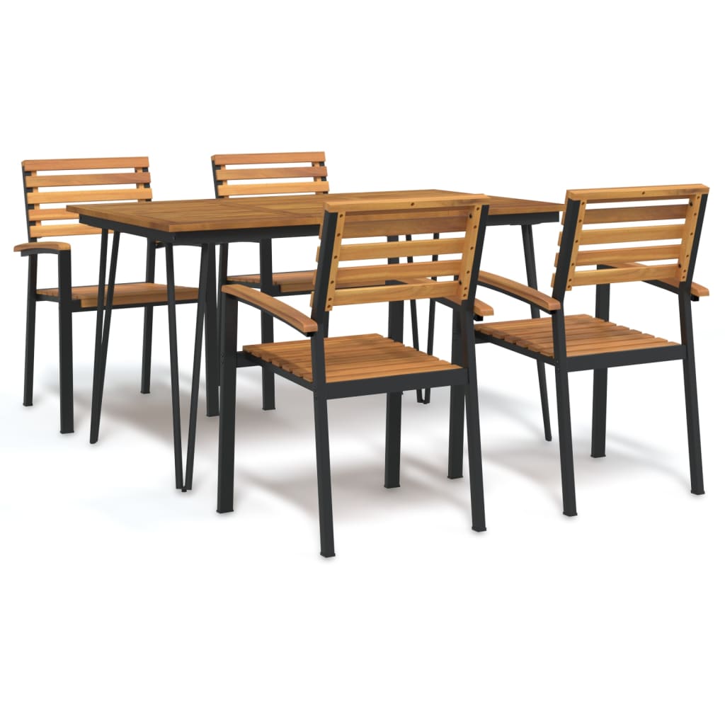 7 Piece Garden Dining Set Solid Wood Acacia And Metal
