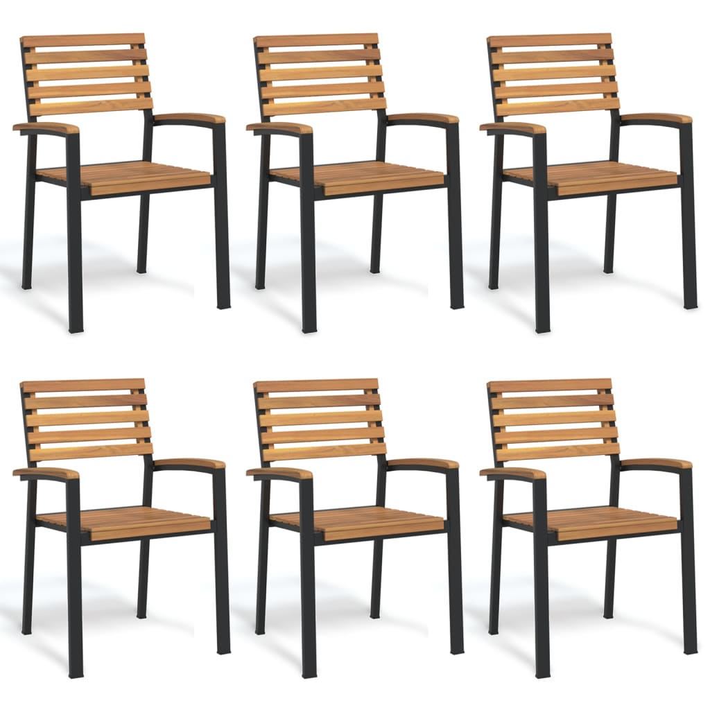 Stackable Garden Chairs 4 Pcs Solid Wood Acacia And Metal
