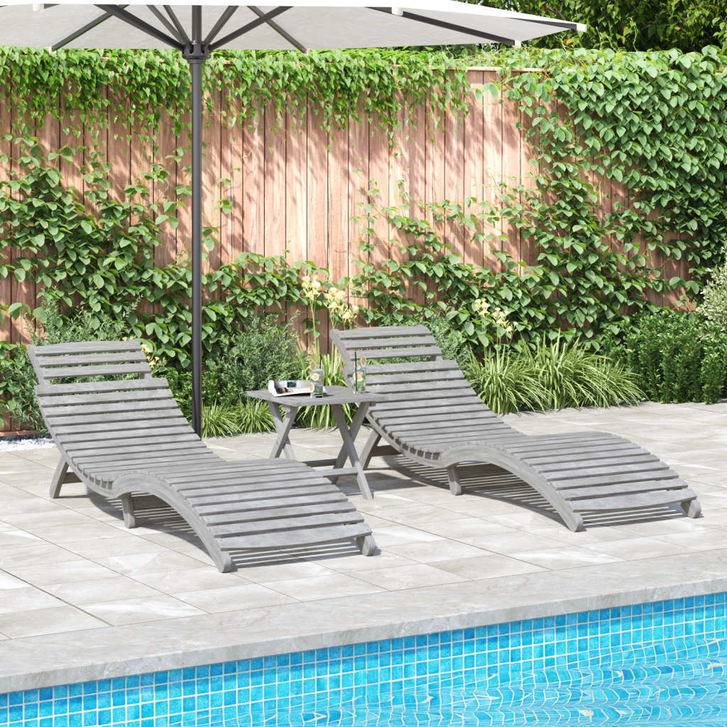 Sun Loungers 2 Pcs Solid Wood Acacia