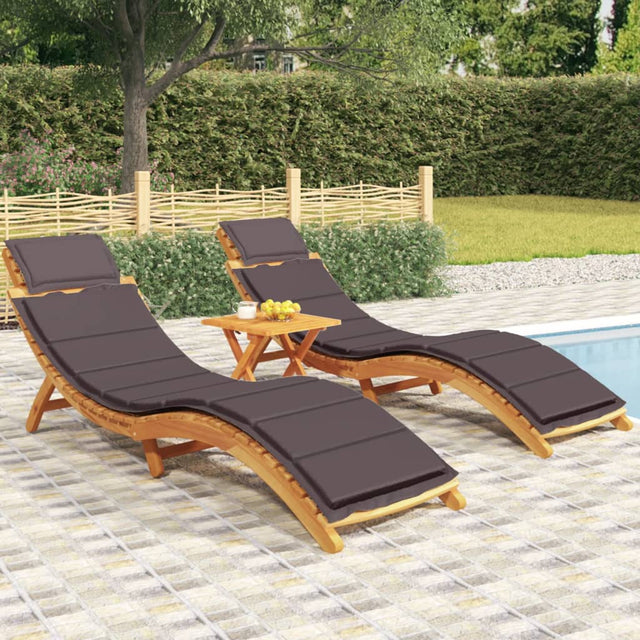 Sun Loungers 2 Pcs With Cushions Solid Wood Acacia