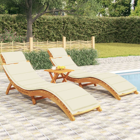 Sun Loungers 2 Pcs With Cushions Solid Wood Acacia