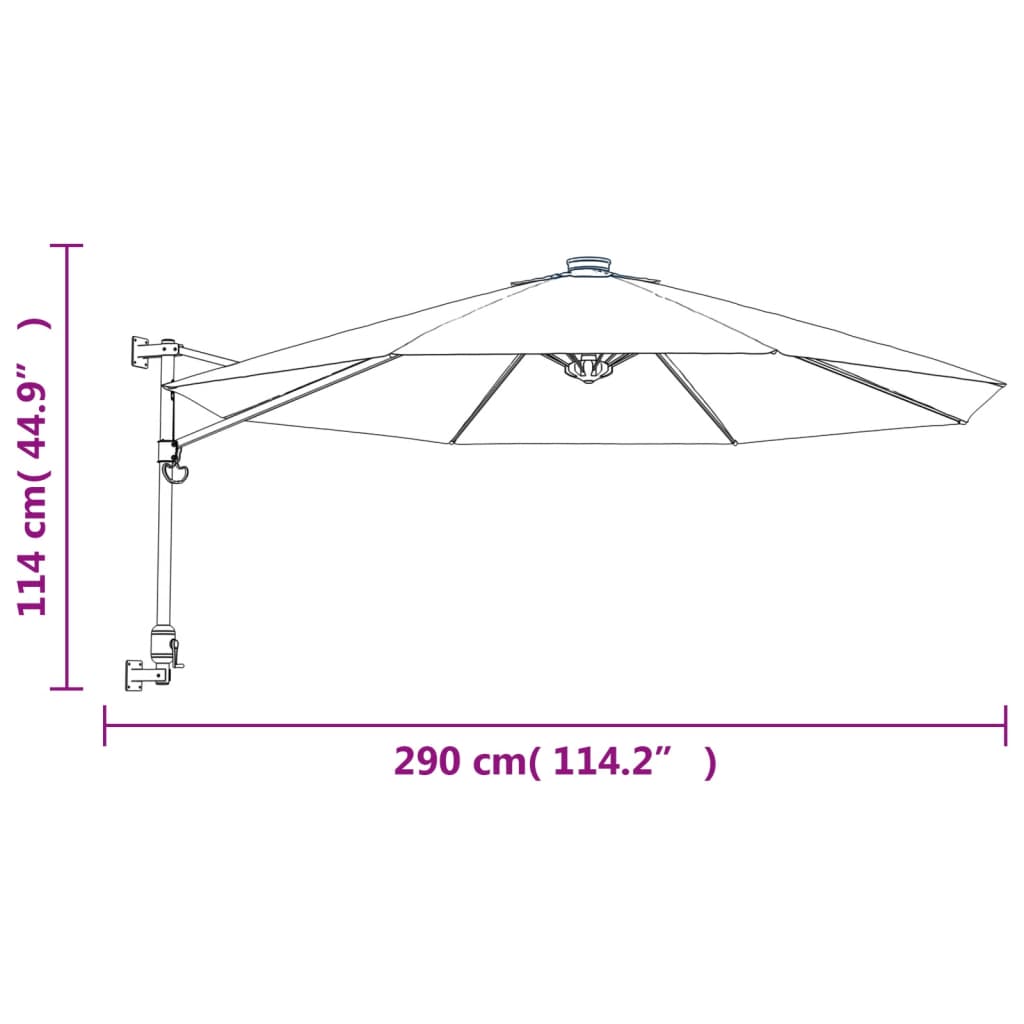 Wall-Mounted Parasol With Leds Sea 290Cm