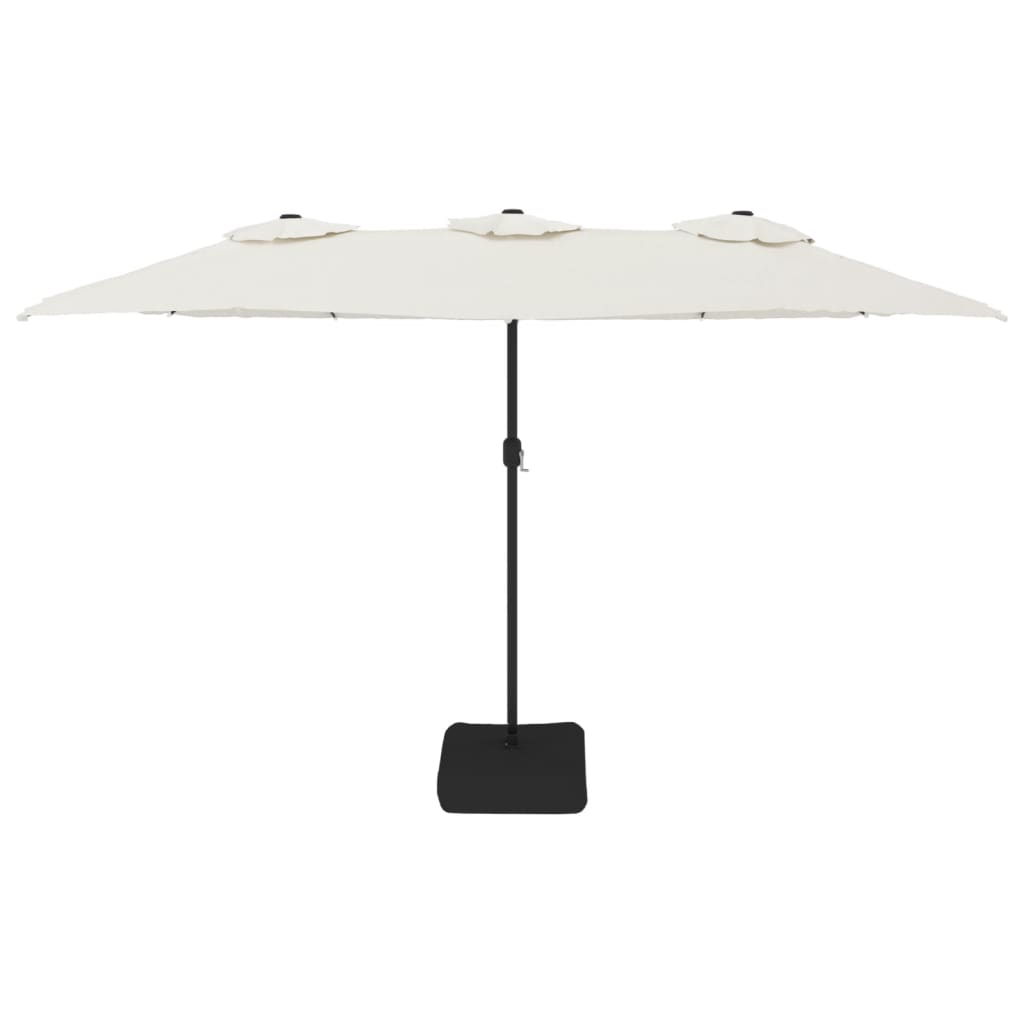 Double-Head Garden Parasol With Leds Sand 449X245 Cm