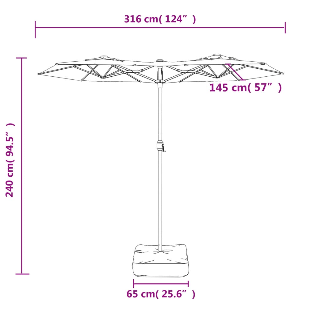 Double-Head Garden Parasol Sand 316X240 Cm