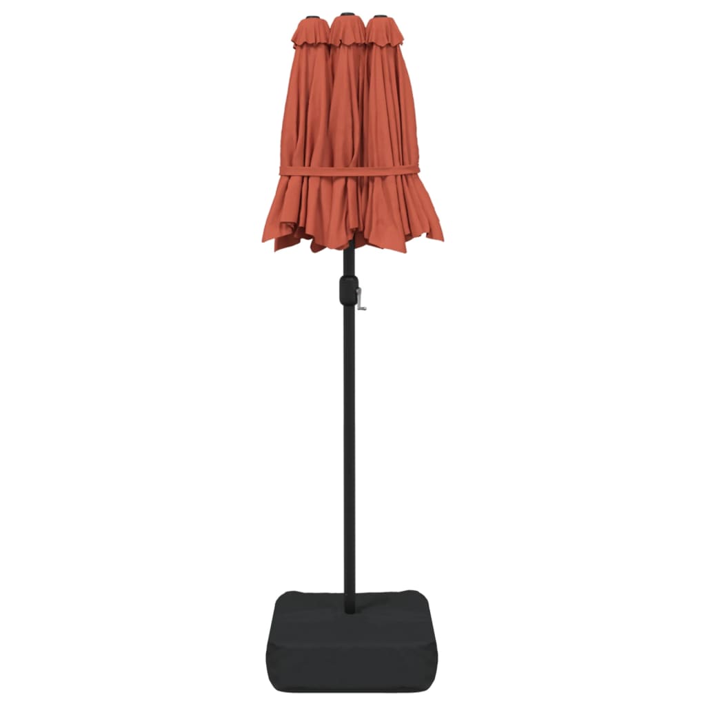 Double-Head Garden Parasol With Leds 316X240 Cm