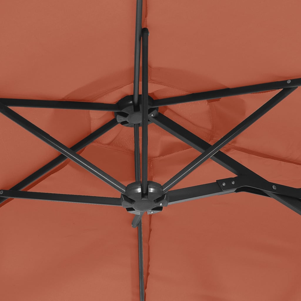 Double-Head Garden Parasol With Leds 316X240 Cm