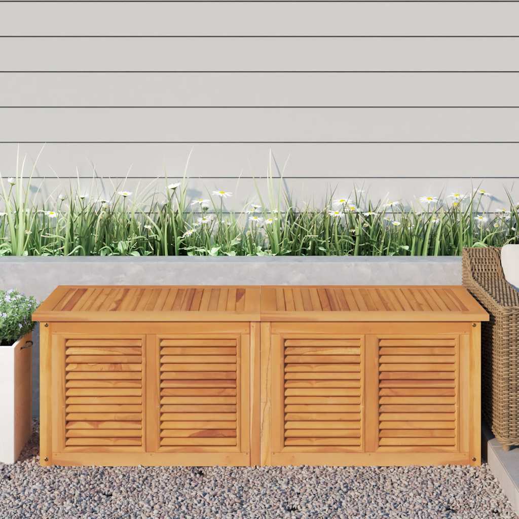 Garden Storage Box With Bag Solid Wood Teak