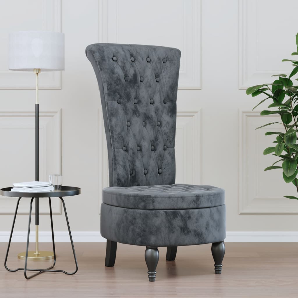 High Back Chair Velvet Button Design
