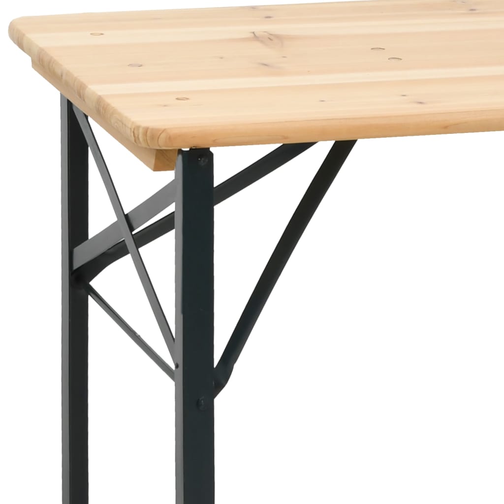 3 Piece Folding Beer Table Set Solid Wood Fir