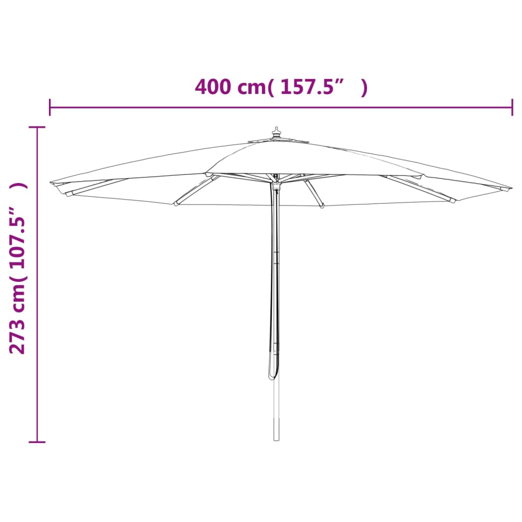 Garden Parasol With Wooden Pole 400X273 Cm