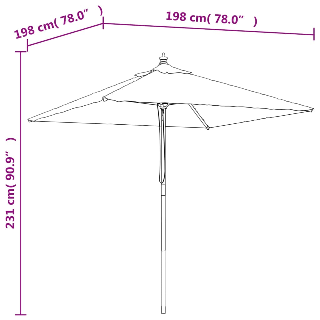 Garden Parasol With Wooden Pole 198X198X231 Cm