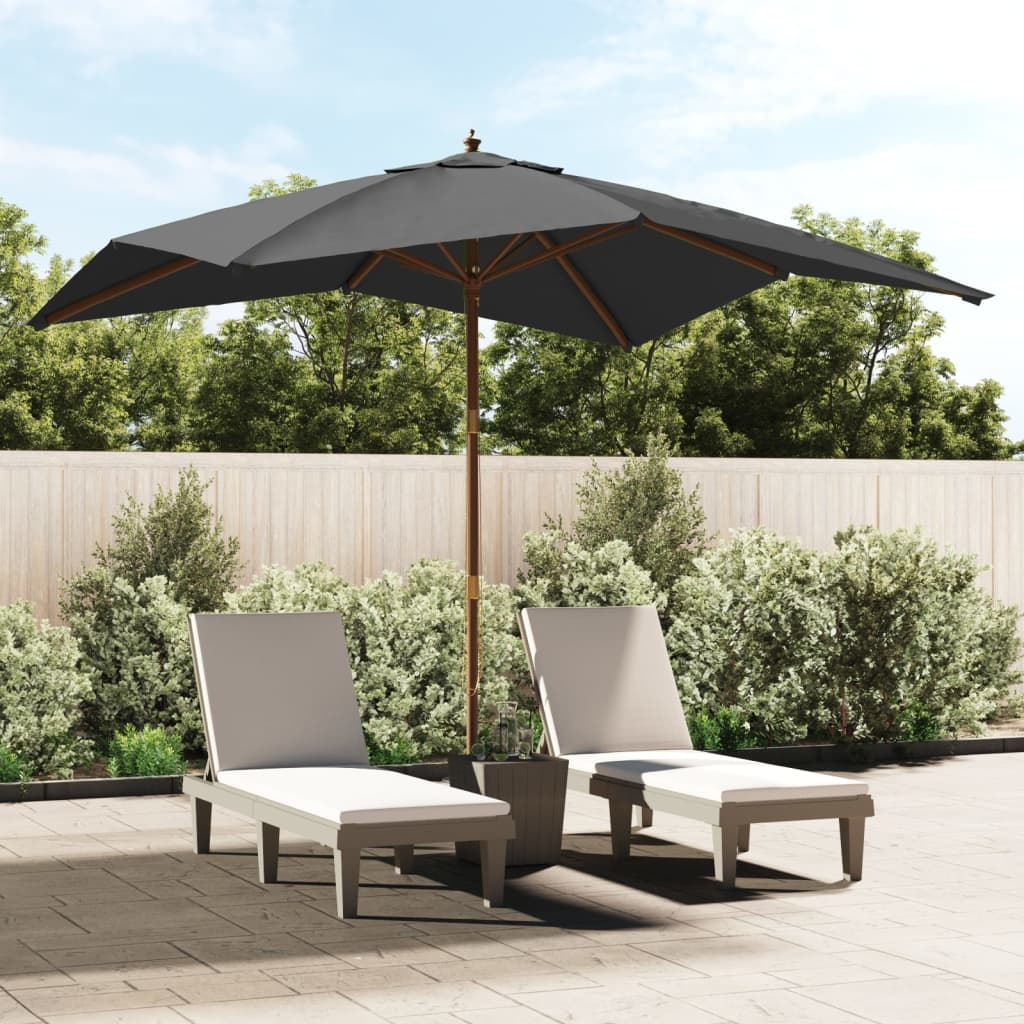 Garden Parasol With Wooden Pole Bordeaux 300X300X273 Cm