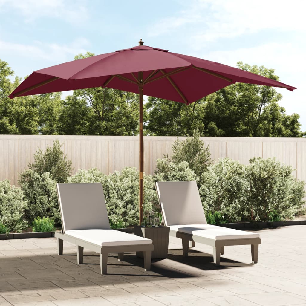Garden Parasol With Wooden Pole Bordeaux 300X300X273 Cm