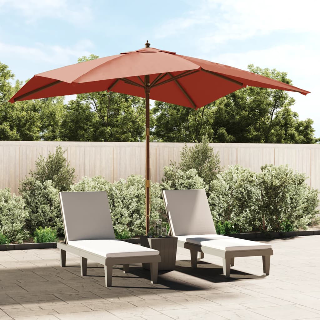 Garden Parasol With Wooden Pole Bordeaux 300X300X273 Cm