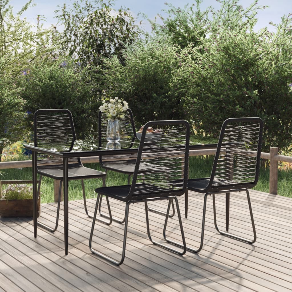 7 Piece Garden Dining Set Black