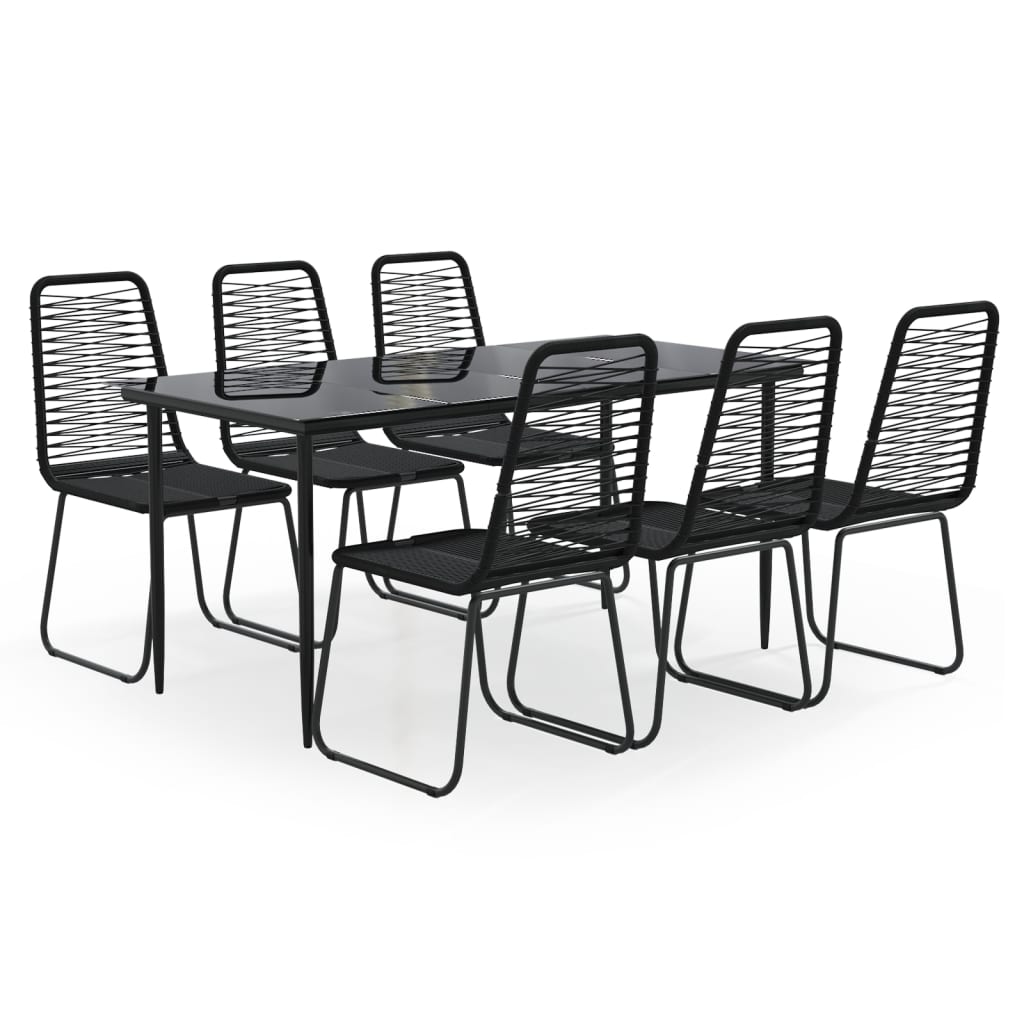 7 Piece Garden Dining Set Black