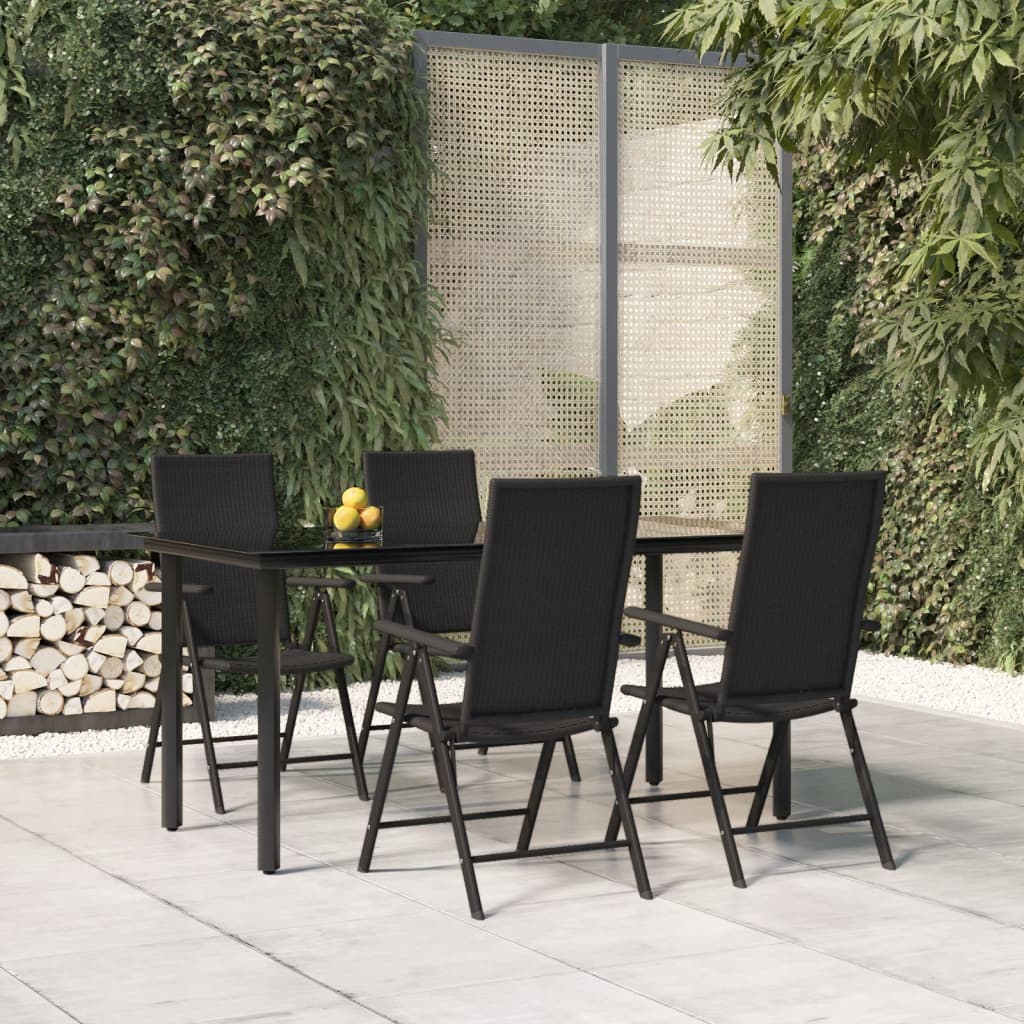 7 Piece Garden Dining Set Black