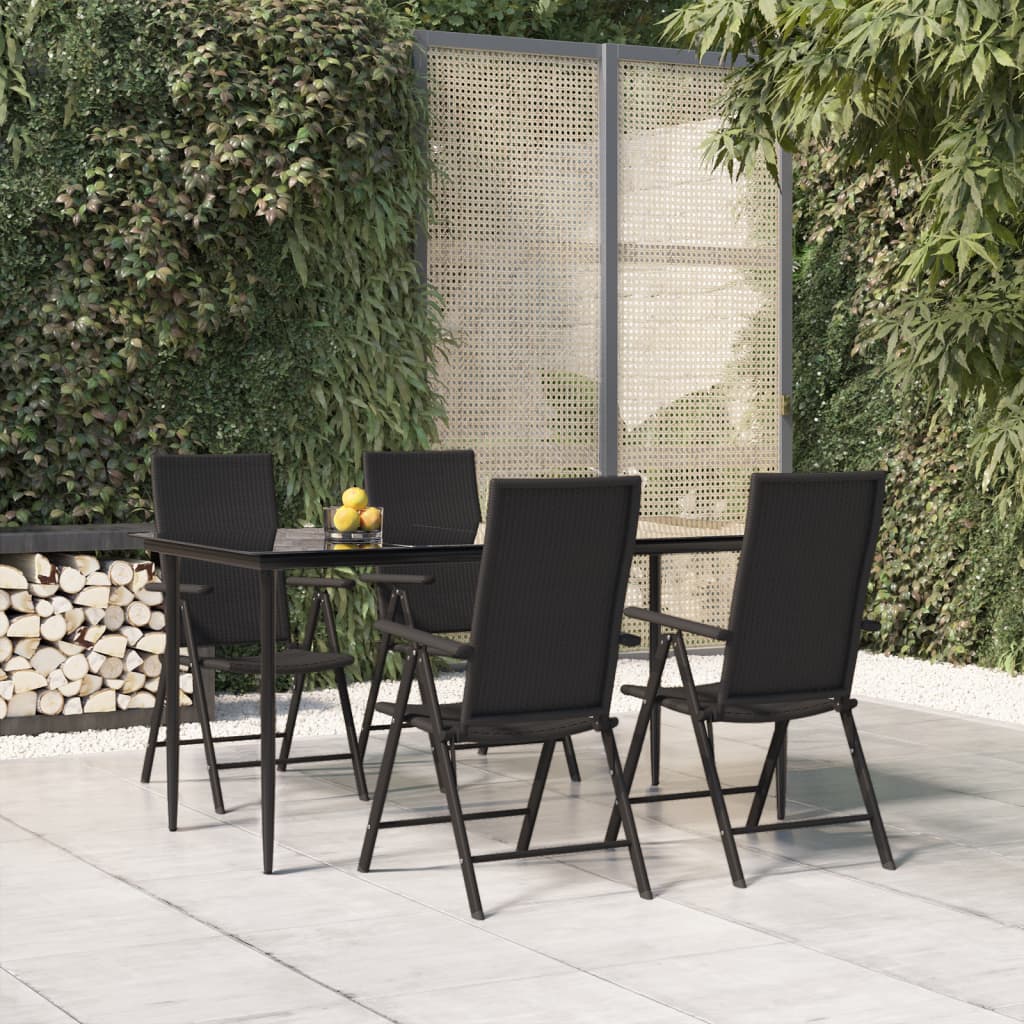 7 Piece Garden Dining Set Black