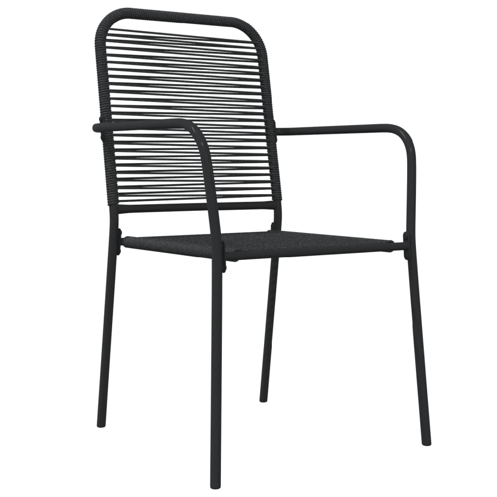 5 Piece Garden Dining Set Black Cotton Rope And Steel