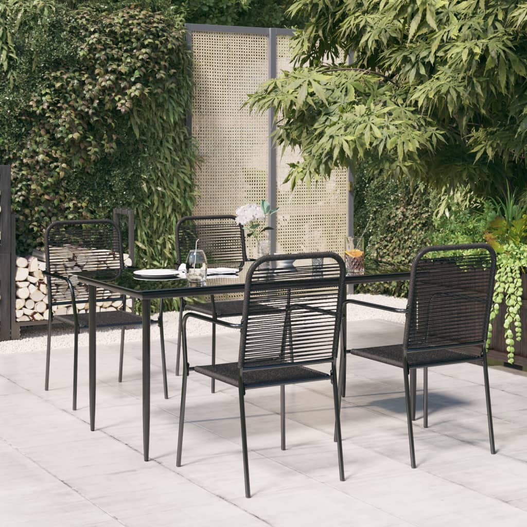 5 Piece Garden Dining Set Black