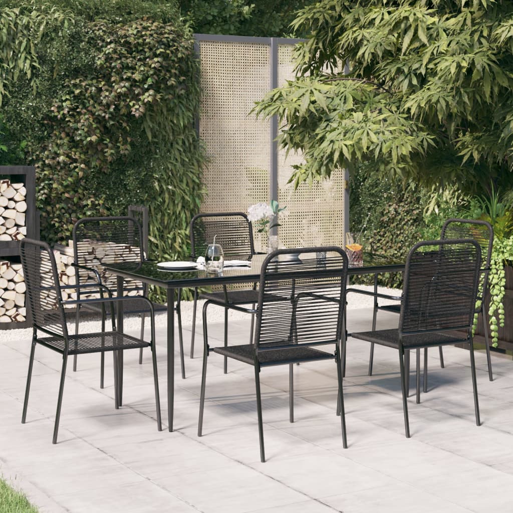 5 Piece Garden Dining Set Black
