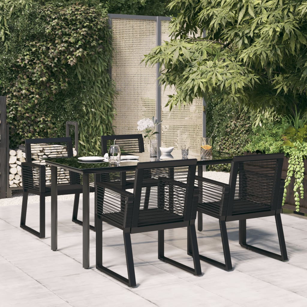 5 Piece Garden Dining Set Black