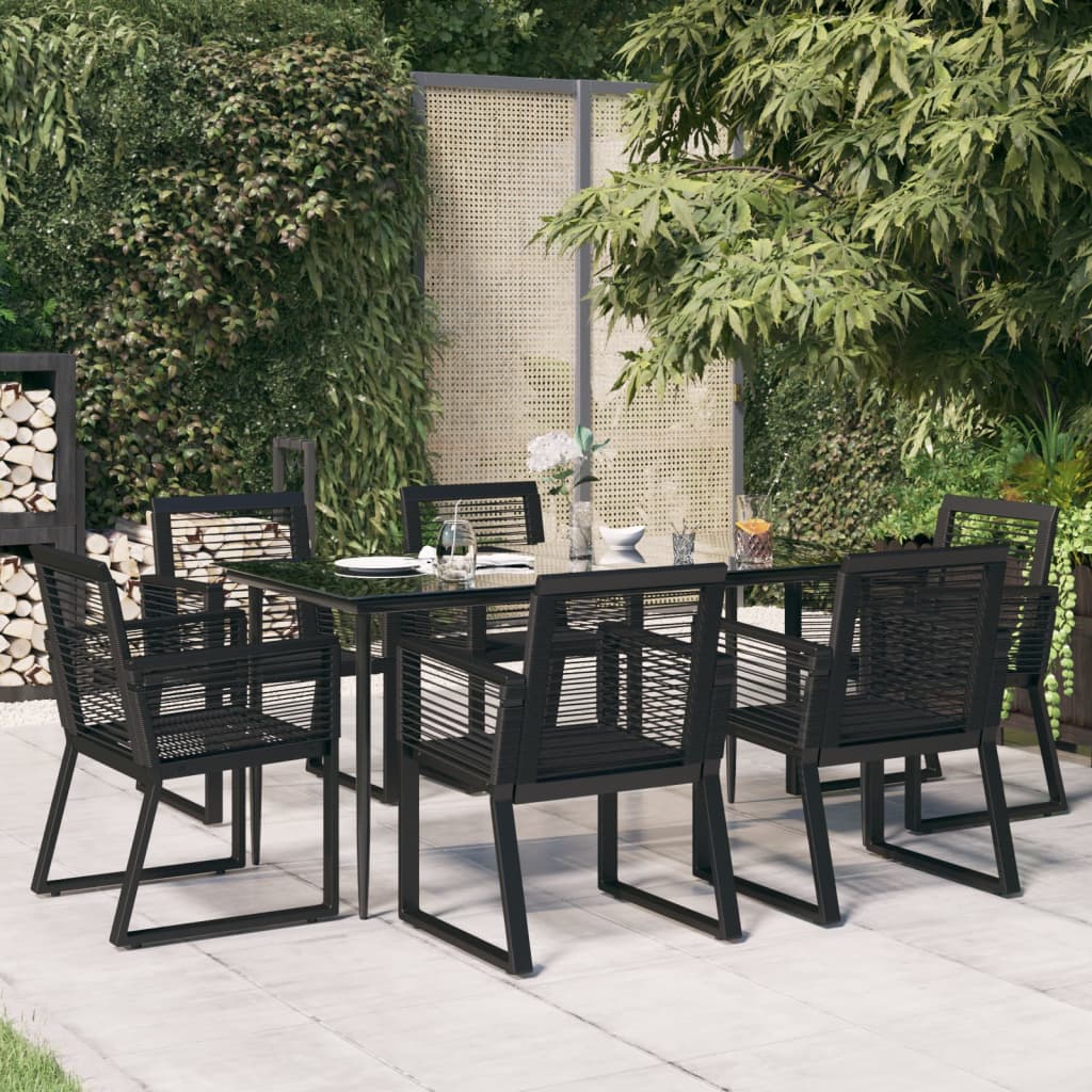 5 Piece Garden Dining Set Black Pvc Rattan