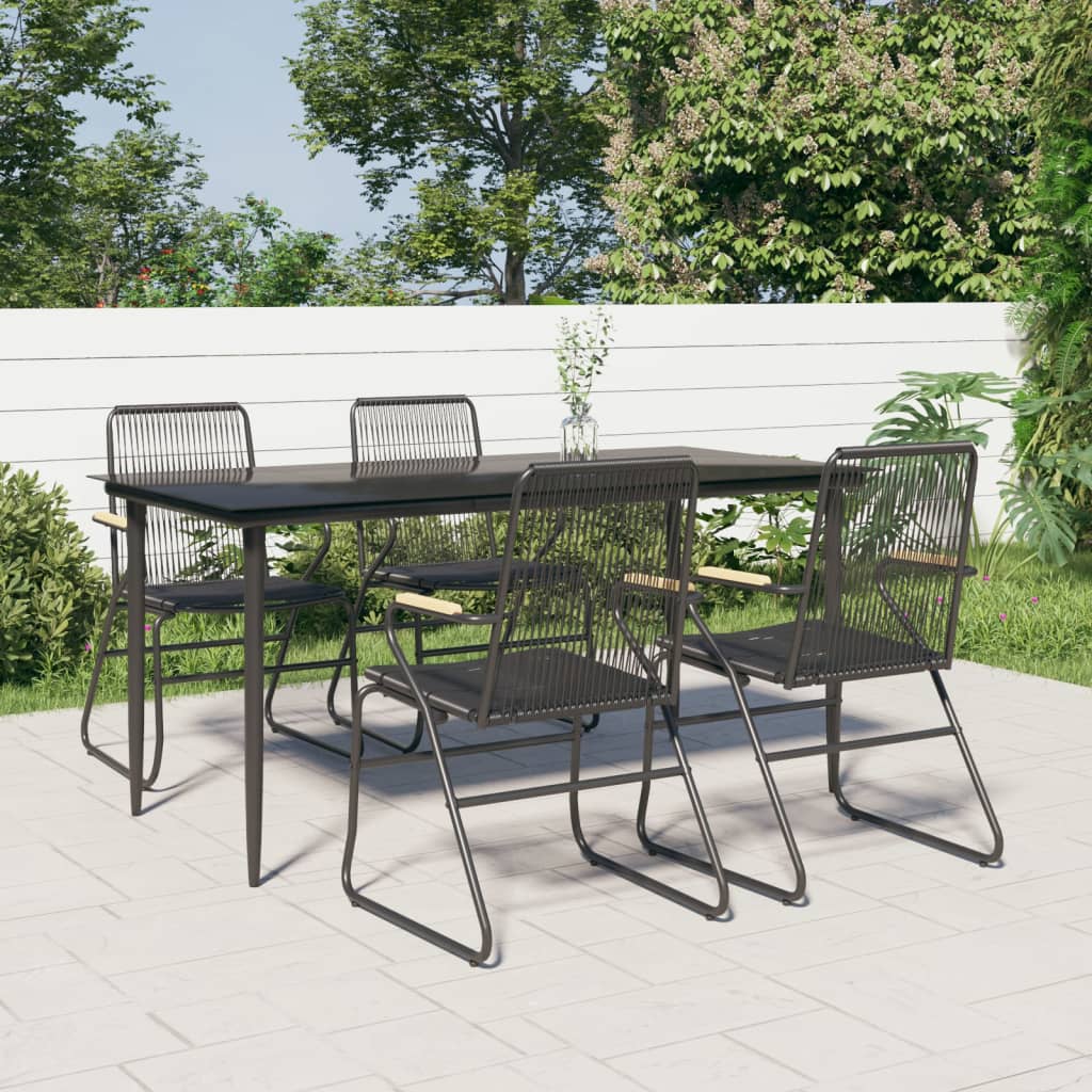 3 Piece Garden Dining Set Black Pvc Rattan