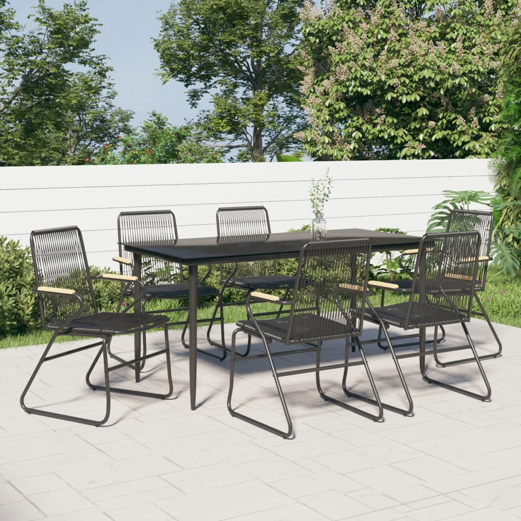 3 Piece Garden Dining Set Black Pvc Rattan