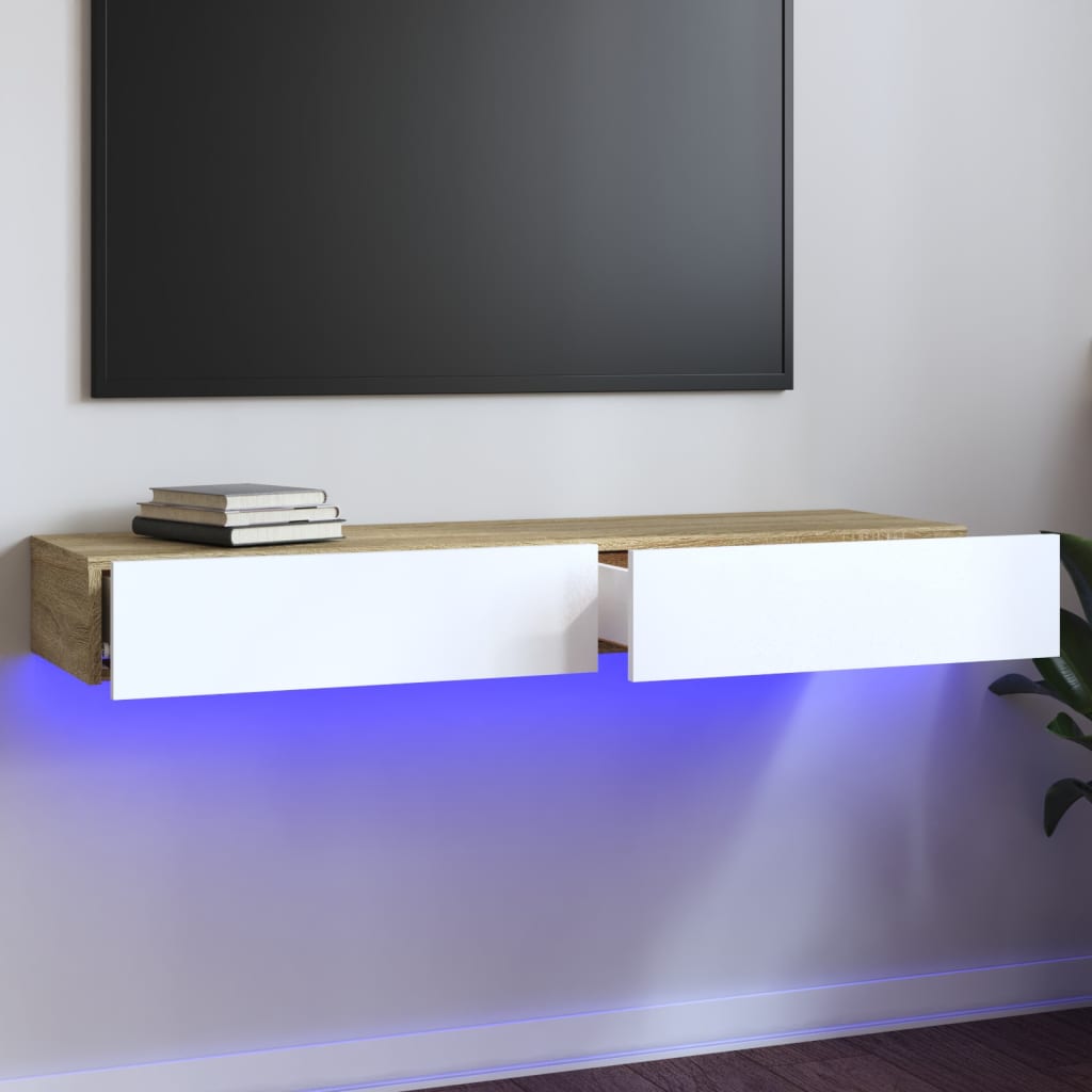Tv Cabinet With Led Lights 120X35X15.5 Cm