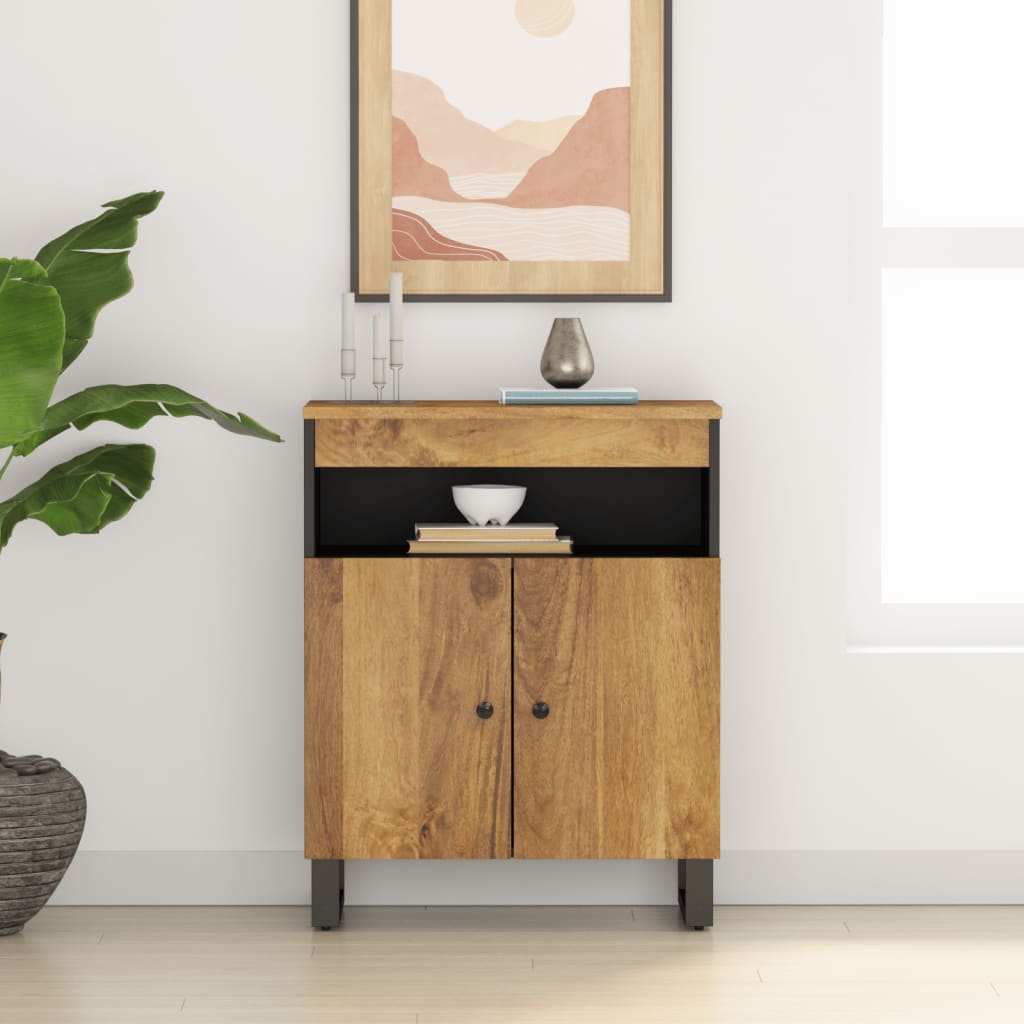 Sideboard With 2 Doors 60X33X75 Cm Solid Wood Mango