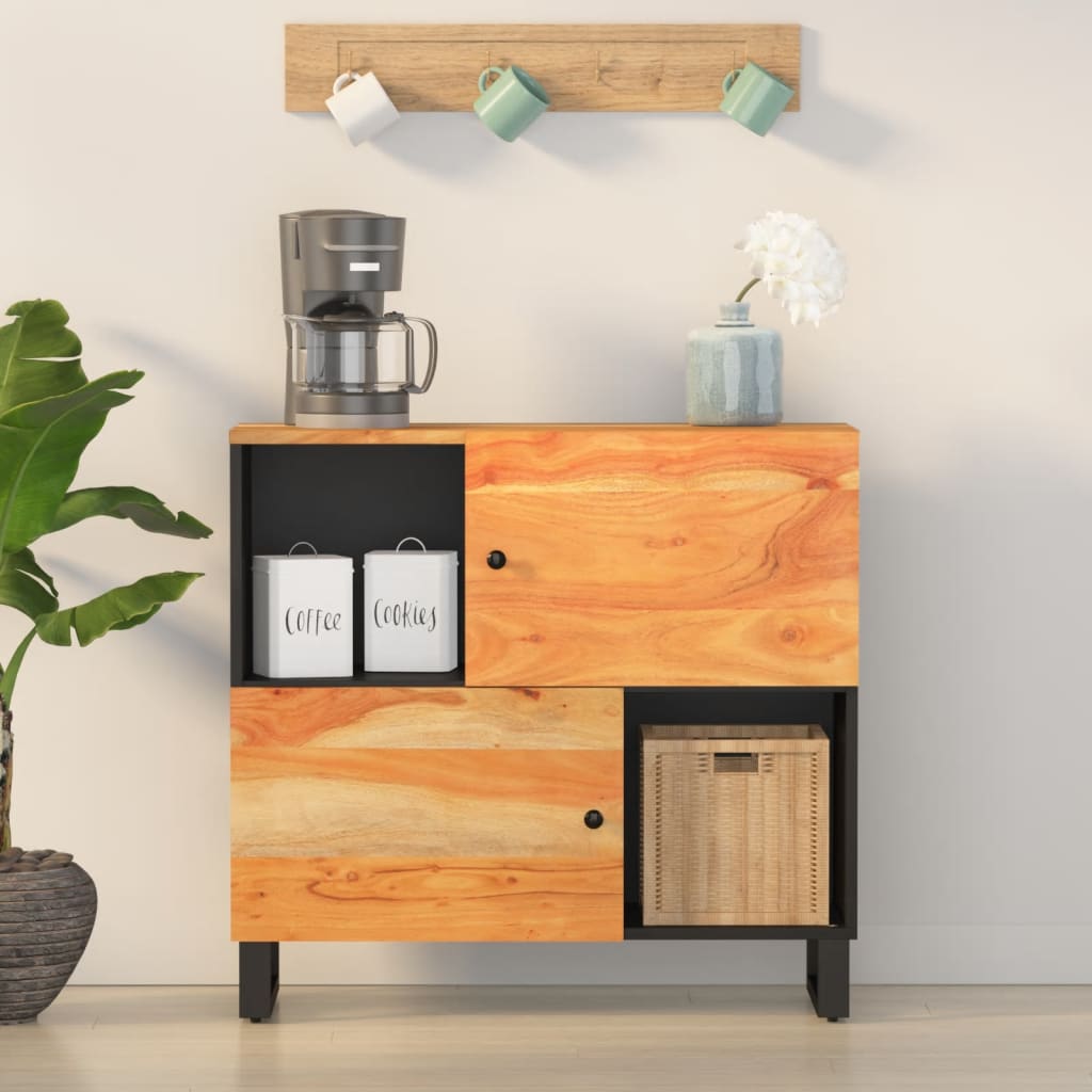 Sideboard With 2 Doors 80X33X75 Cm Solid Wood Mango